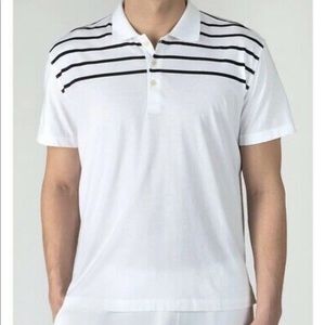 NWT ATM Men’s Stripe Jersey 100% Cotton Polo Shirt White Black Size XL